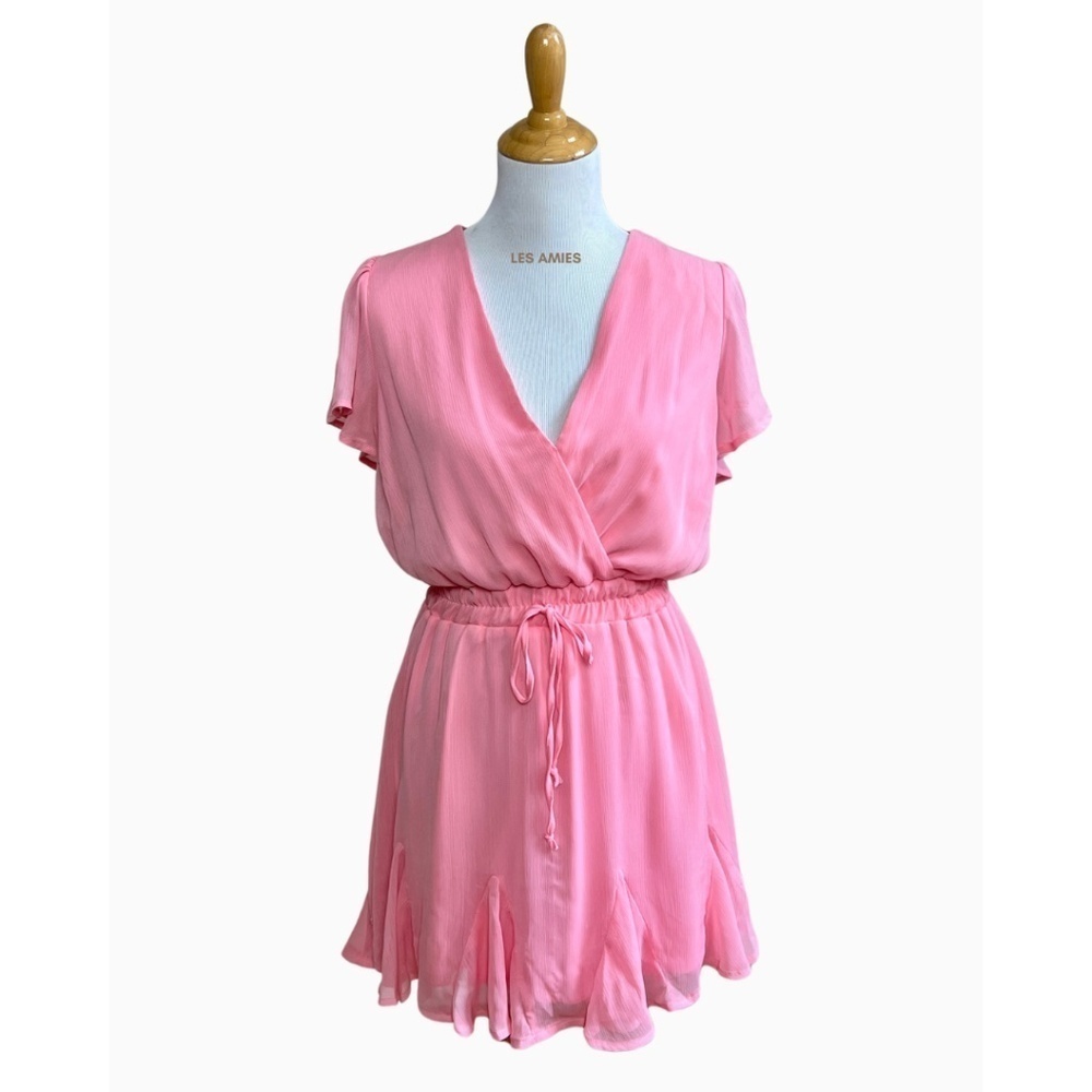 Francesca's Miami Pink‎ Flutter Sleeve Fit and Flare Dress Medium